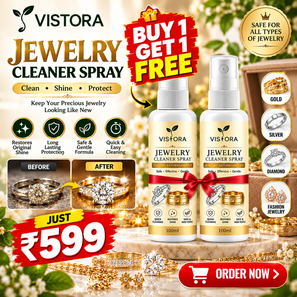 Anti-Oxidation Jewelry Cleaner Spray buy 1 get 1 free